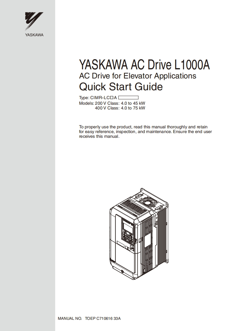 Yaskawa--L1000A变频器操作说明书手册