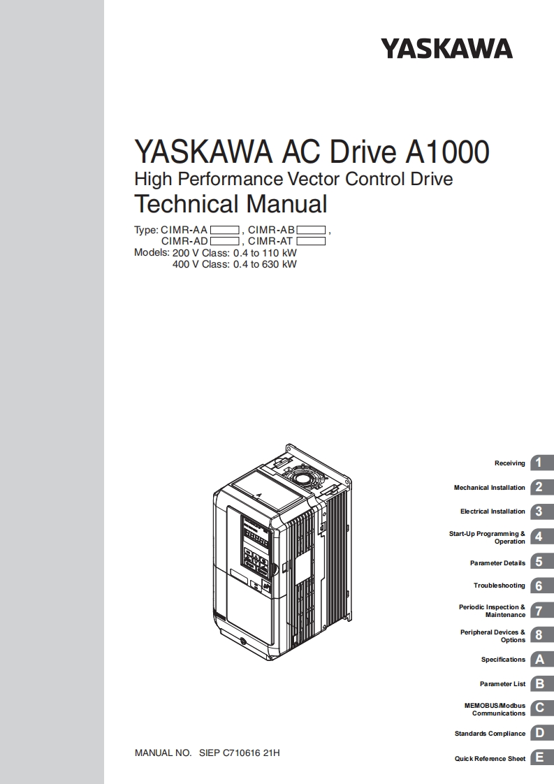 Yaskawa-A1000-Manual变频器操作说明书手册-ENG