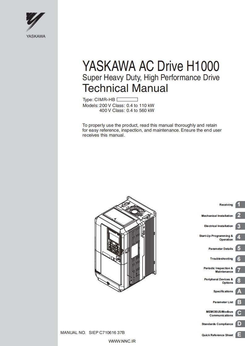 Yaskawa-H1000-Manual变频器操作说明书手册-ENG