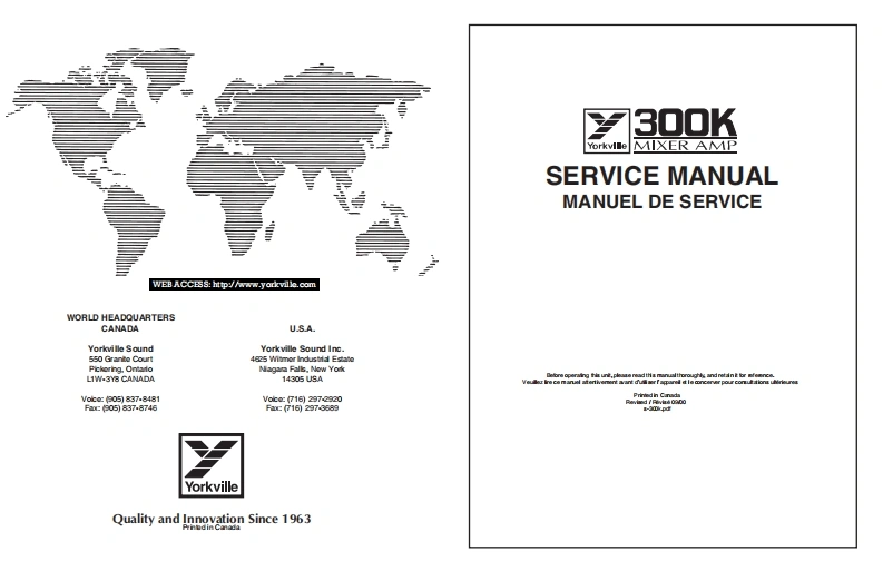 Yorkville-300K-Mixer-Amp-Service-Manual维修服务手册说明书含电器原理图