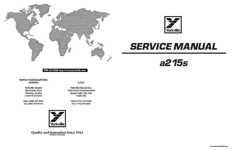 Yorkville-A215s-Service-Manual维修服务手册说明书含电器原理图