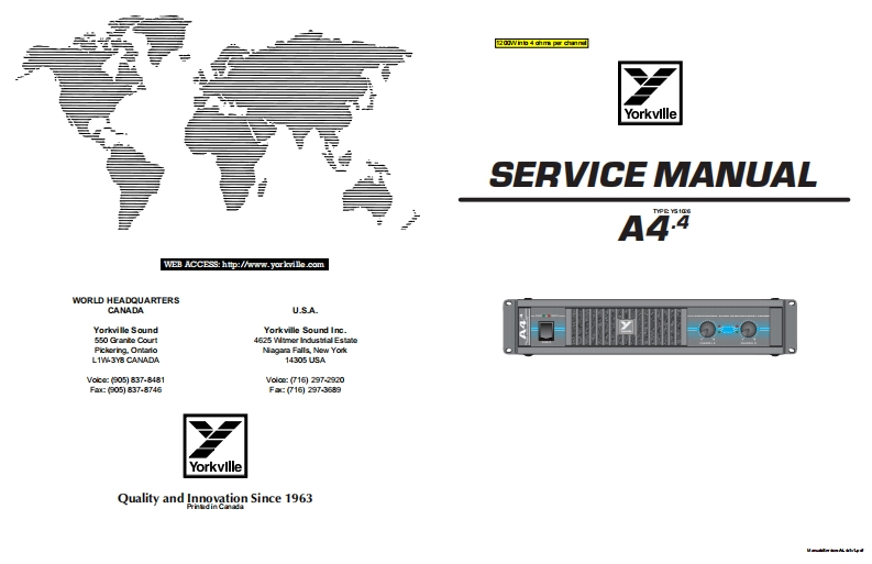 Yorkville-A4.4-Service-Manual维修服务手册说明书含电器原理图