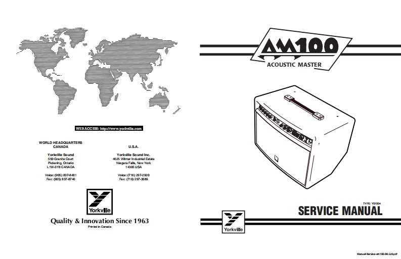 Yorkville-AM100-Service-Manual维修服务手册说明书含电器原理图