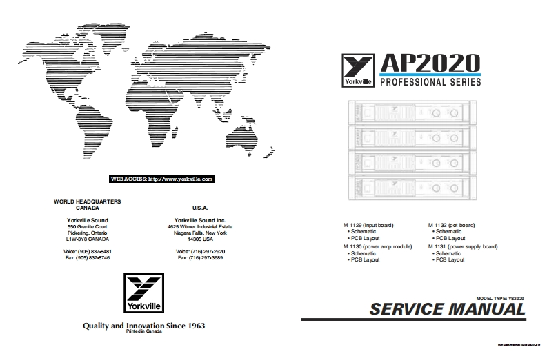 Yorkville-AP2020-Service-Manual维修服务手册说明书含电器原理图