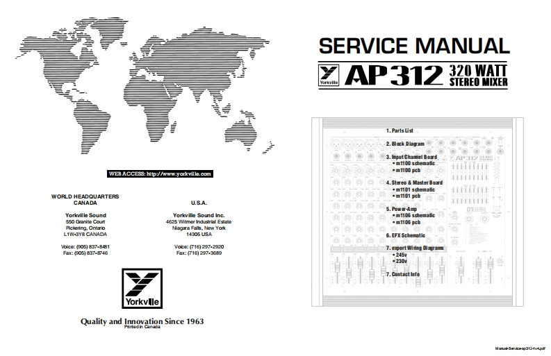 Yorkville-AP312-Powered-Mixer-Service-Manual维修服务手册说明书含电器原理图