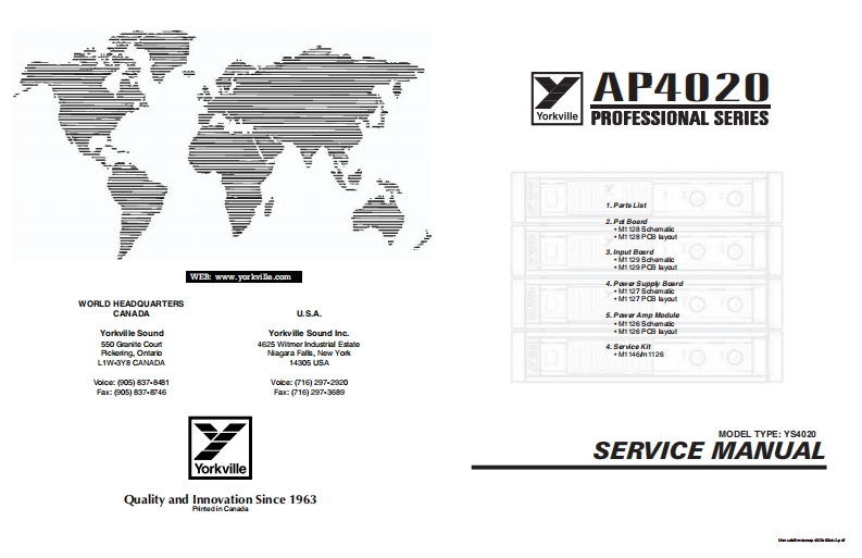 Yorkville-AP4020-Service-Manual维修服务手册说明书含电器原理图