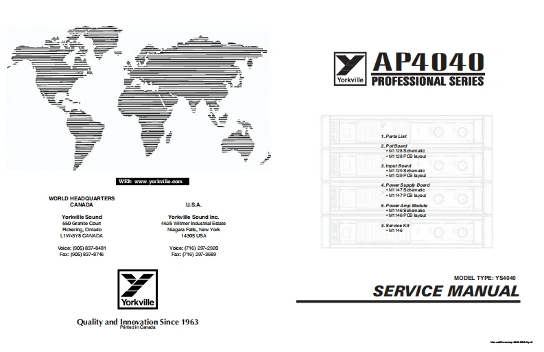 Yorkville-AP4040-Service-Manual维修服务手册说明书含电器原理图