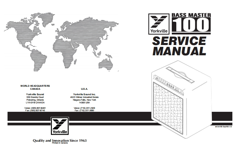 Yorkville-Bass-Master-100-Service-Manual维修服务手册说明书含电器原理图