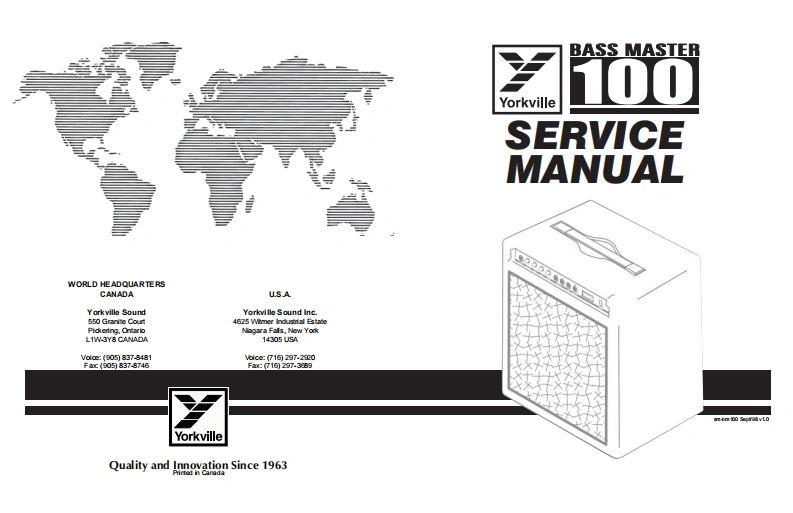 Yorkville-Bass-Master-100-Service-Manual维修服务手册说明书含电器原理图