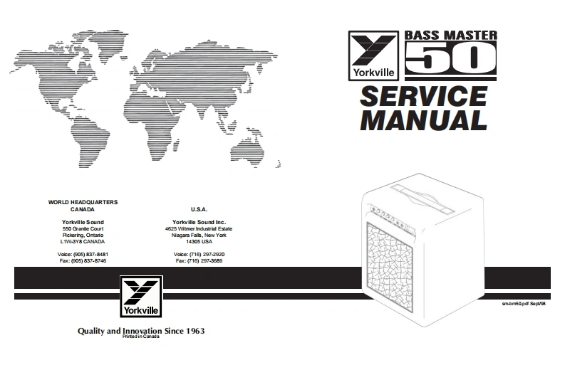 Yorkville-Bass-Master-50-Service-Manual维修服务手册说明书含电器原理图