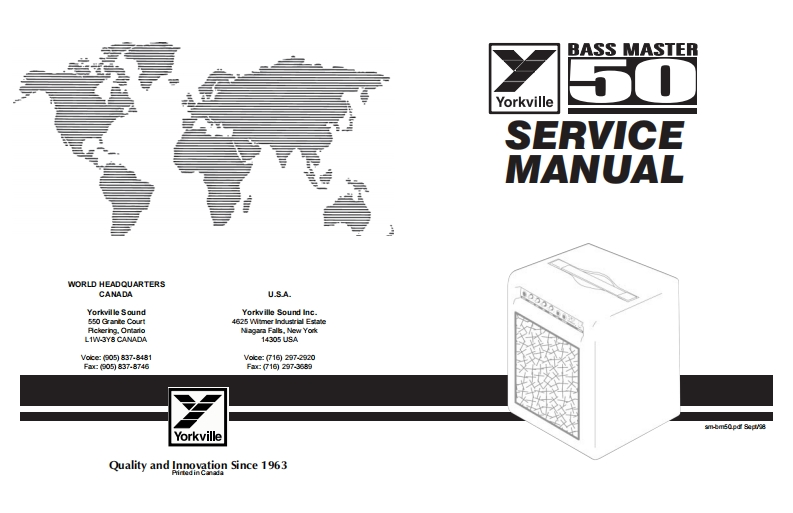Yorkville-Bass-Master-50-Service-Manual维修服务手册说明书含电器原理图