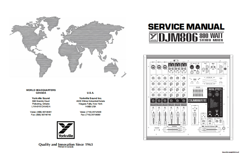 Yorkville-DJM806-Stereo-DJ-Mixer-Service-Manual维修服务手册说明书含电器原理图