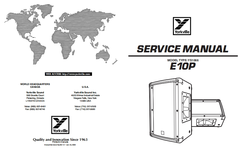 Yorkville-E10P-Service-Manual维修服务手册说明书含电器原理图