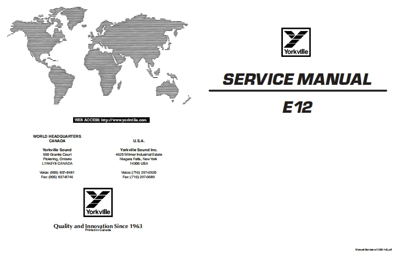 Yorkville-E12-Service-Manual维修服务手册说明书含电器原理图