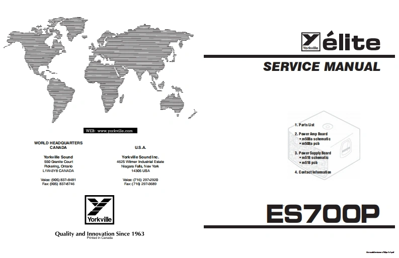 Yorkville-ES700P-Service-Manual维修服务手册说明书含电器原理图