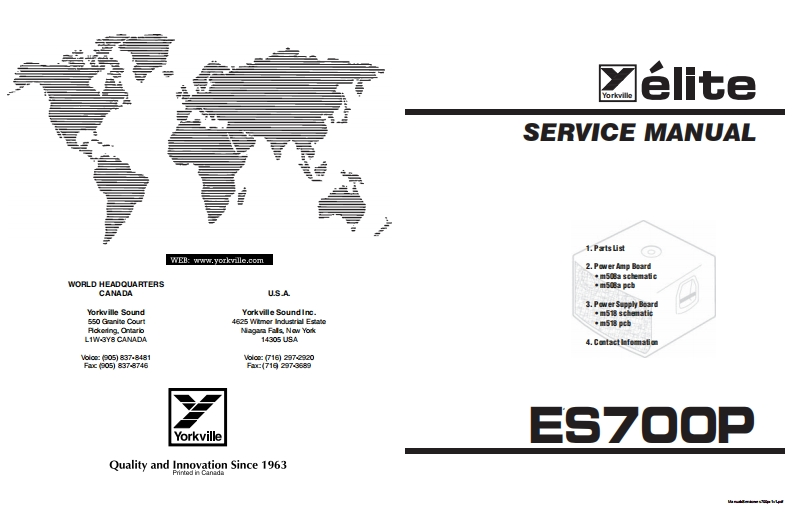 Yorkville-ES700P-Service-Manual维修服务手册说明书含电器原理图