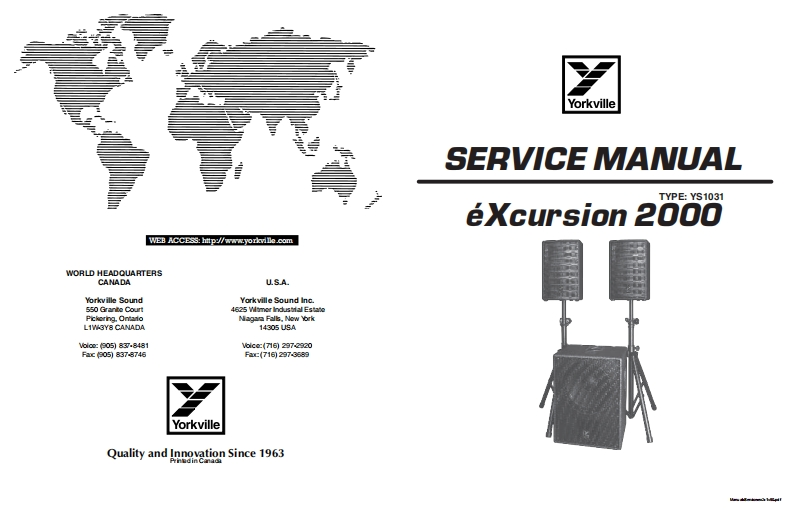 Yorkville-EX2-eXcursion-2000-Service-Manual维修服务手册说明书含电器原理图