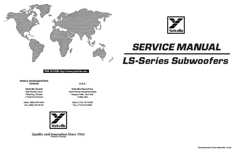 Yorkville-LS-Series-Subwoofers-Service-Manual维修服务手册说明书含电器原理图