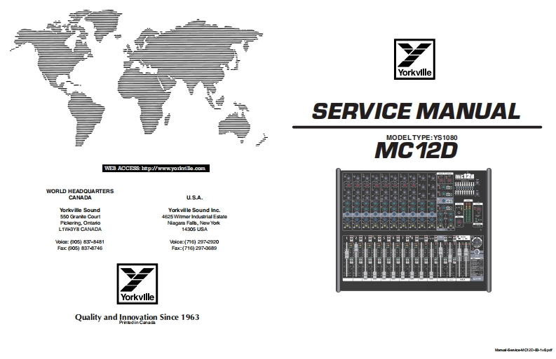 Yorkville-MC12D-Mixer-Service-Manual维修服务手册说明书含电器原理图