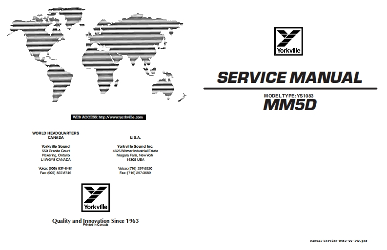 Yorkville-MM5D-Powered-Mixer-Service-Manual维修服务手册说明书含电器原理图