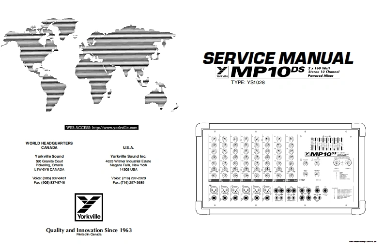 Yorkville-MP-10DS-Powered-Mixer-Service-Manual维修服务手册说明书含电器原理图