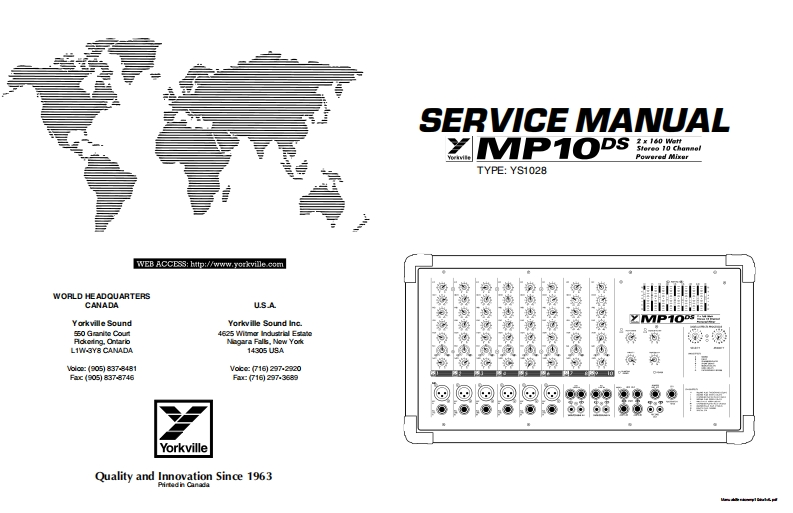 Yorkville-MP-10DS-Powered-Mixer-Service-Manual维修服务手册说明书含电器原理图