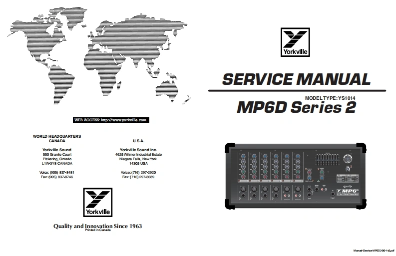 Yorkville-MP-6D-Series-2-Powered-Mixer-Service-Manual维修服务手册说明书含电器原理图