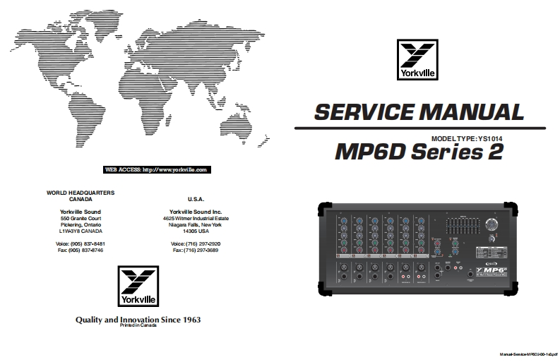 Yorkville-MP-6D-Series-2-Powered-Mixer-Service-Manual维修服务手册说明书含电器原理图