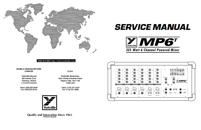Yorkville-MP-6t-Powered-Mixer-Service-Manual维修服务手册说明书含电器原理图