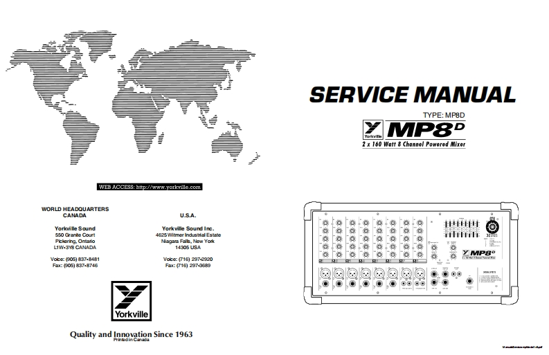 Yorkville-MP-8D-Powered-Mixer-Service-Manual维修服务手册说明书含电器原理图