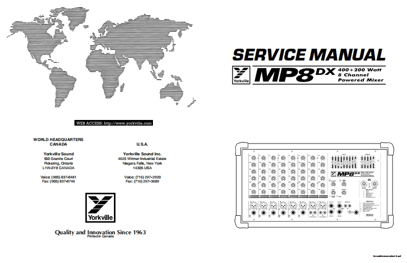 Yorkville-MP-8DX-Powered-Mixer-Service-Manual维修服务手册说明书含电器原理图