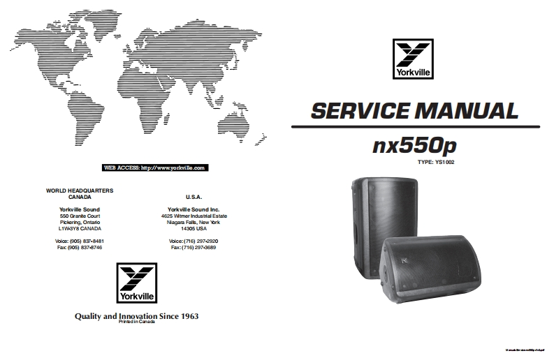 Yorkville-NX550P-Service-Manual维修服务手册说明书含电器原理图