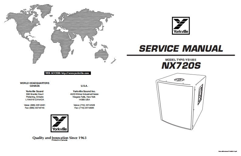 Yorkville-NX720S-Powered-Sub-Service-Manual维修服务手册说明书含电器原理图