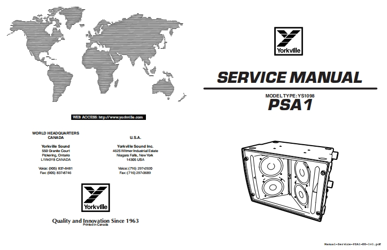 Yorkville-PSA1-Powered-Speaker-Service-Manual维修服务手册说明书含电器原理图