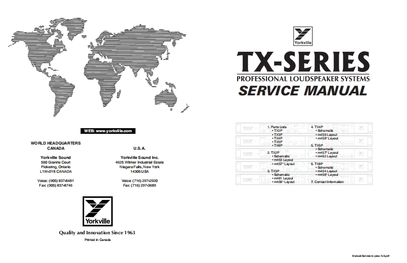 Yorkville-TX-Series-Service-Manual维修服务手册说明书含电器原理图