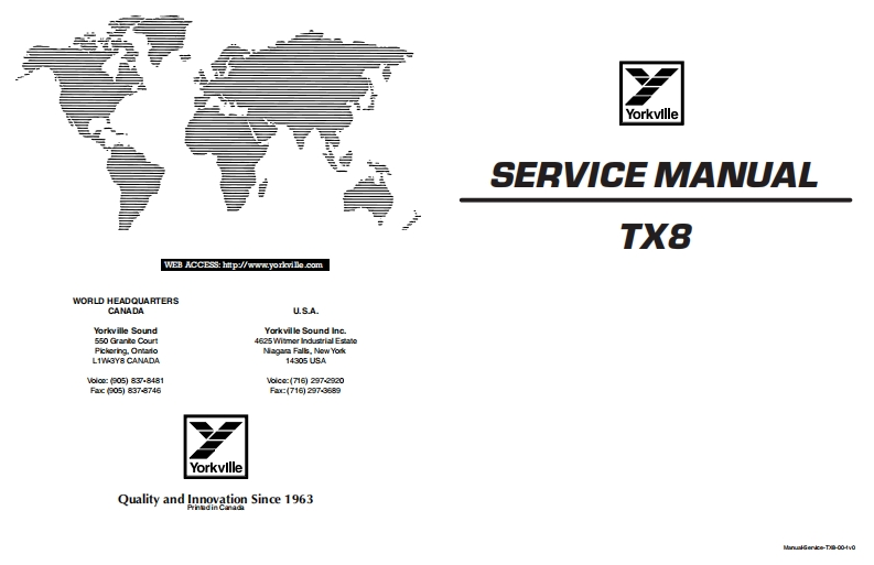 Yorkville-TX8-Service-Manual维修服务手册说明书含电器原理图