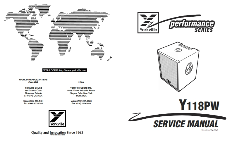 Yorkville-Y118PW-Powered-Subwoofer-Service-Manual维修服务手册说明书含电器原理图