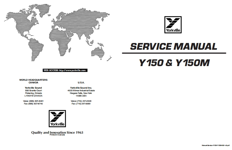 Yorkville-Y150--Y150M-Service-Manual维修服务手册说明书含电器原理图