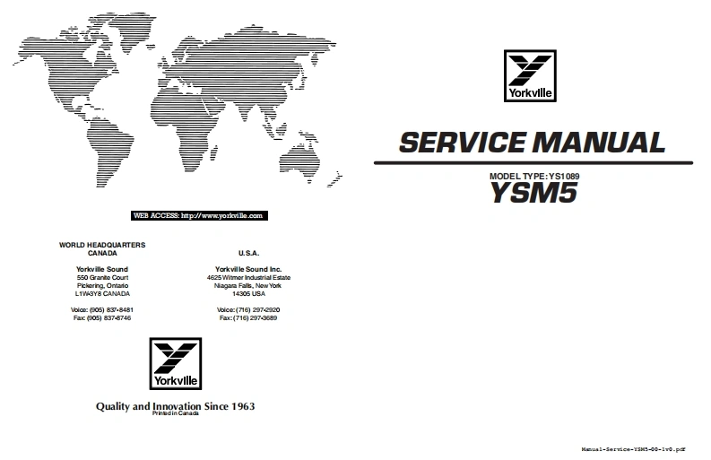 Yorkville-YSM5-Service-Manual维修服务手册说明书含电器原理图