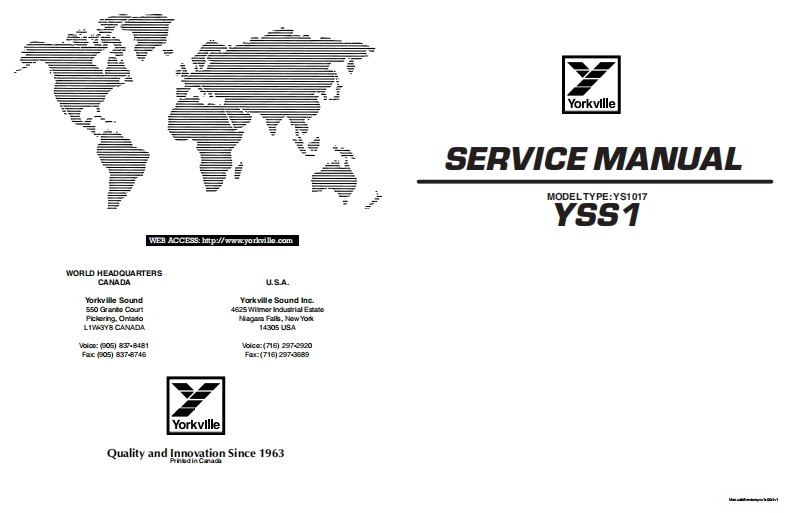 Yorkville-YSS1-Service-Manual维修服务手册说明书含电器原理图