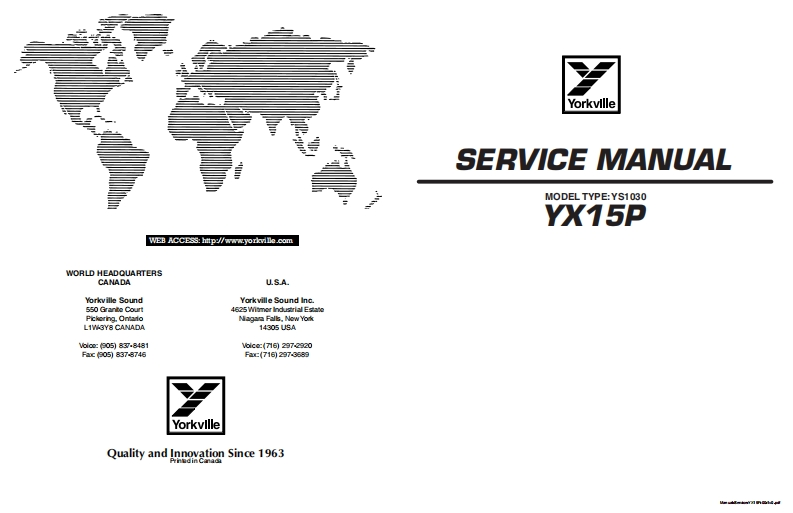 Yorkville-YX15P-Service-Manual维修服务手册说明书含电器原理图
