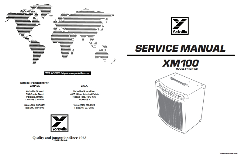 Yorkville-xm100-Service-Manual维修服务手册说明书含电器原理图
