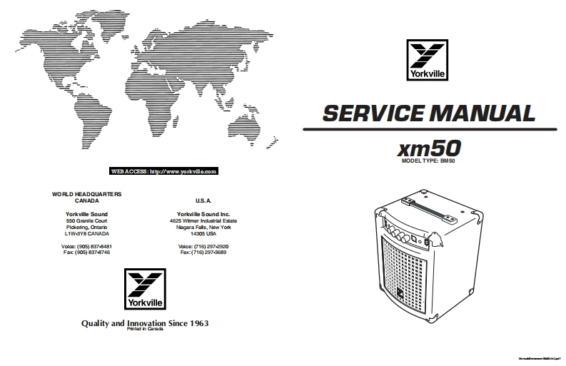 Yorkville-xm50-Service-Manual维修服务手册说明书含电器原理图