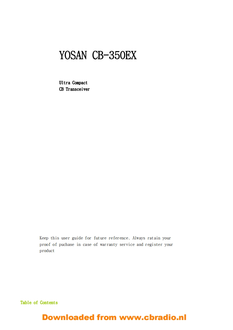 Yosan_CB350_使用说明书手册