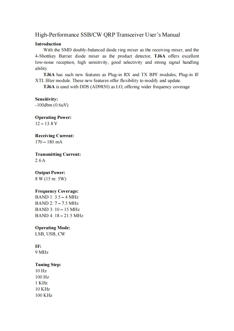 Youkits_TJ-6A_user操作说明书手册