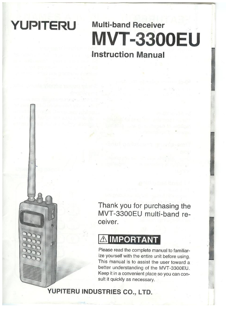 Yupiteru_MVT-3300EU_Manual操作说明书手册