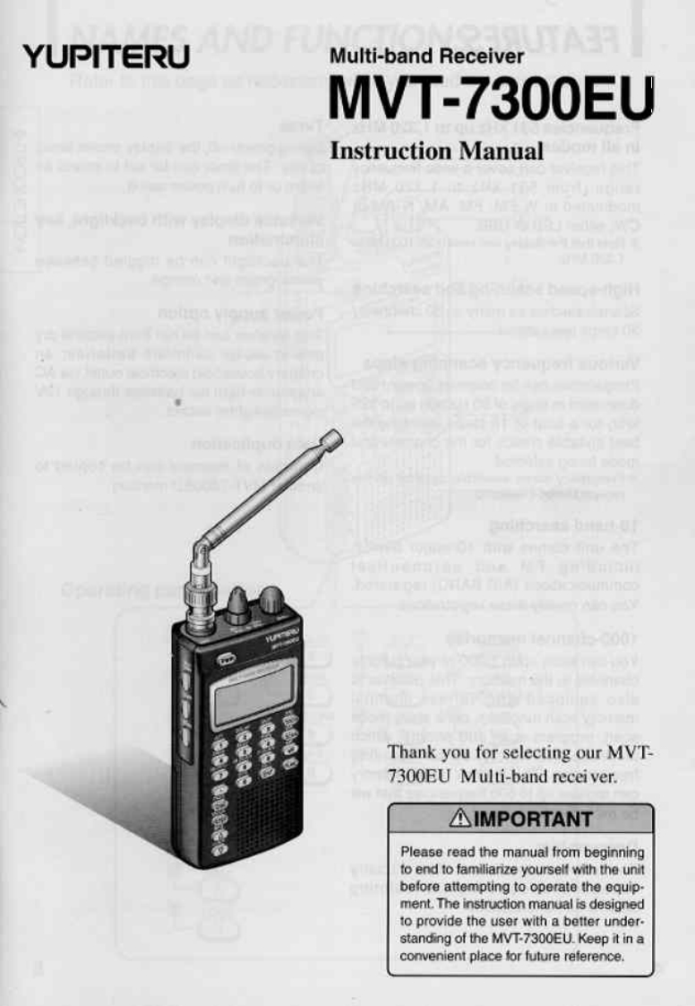 Yupiteru_MVT-7300EU_Manual操作说明书手册