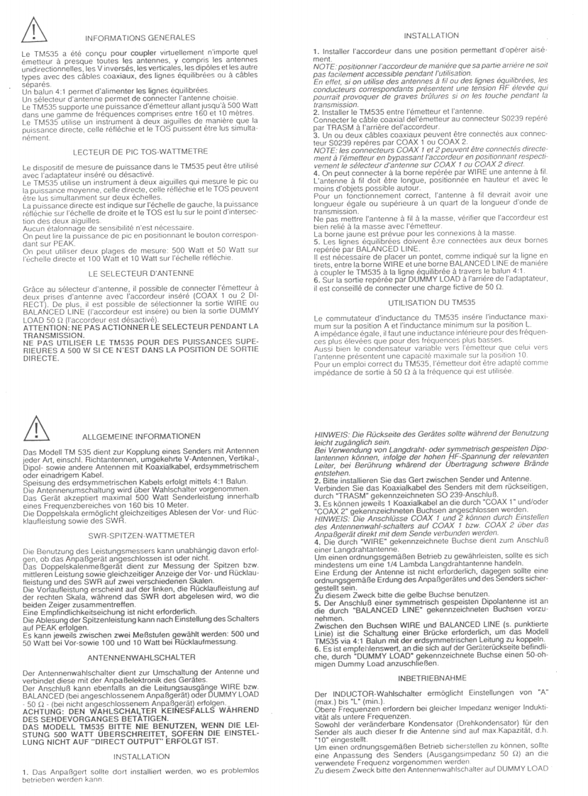 Zetagi_TM-535_user操作说明书手册