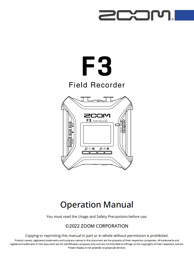 ZoomF3使用说明书手册