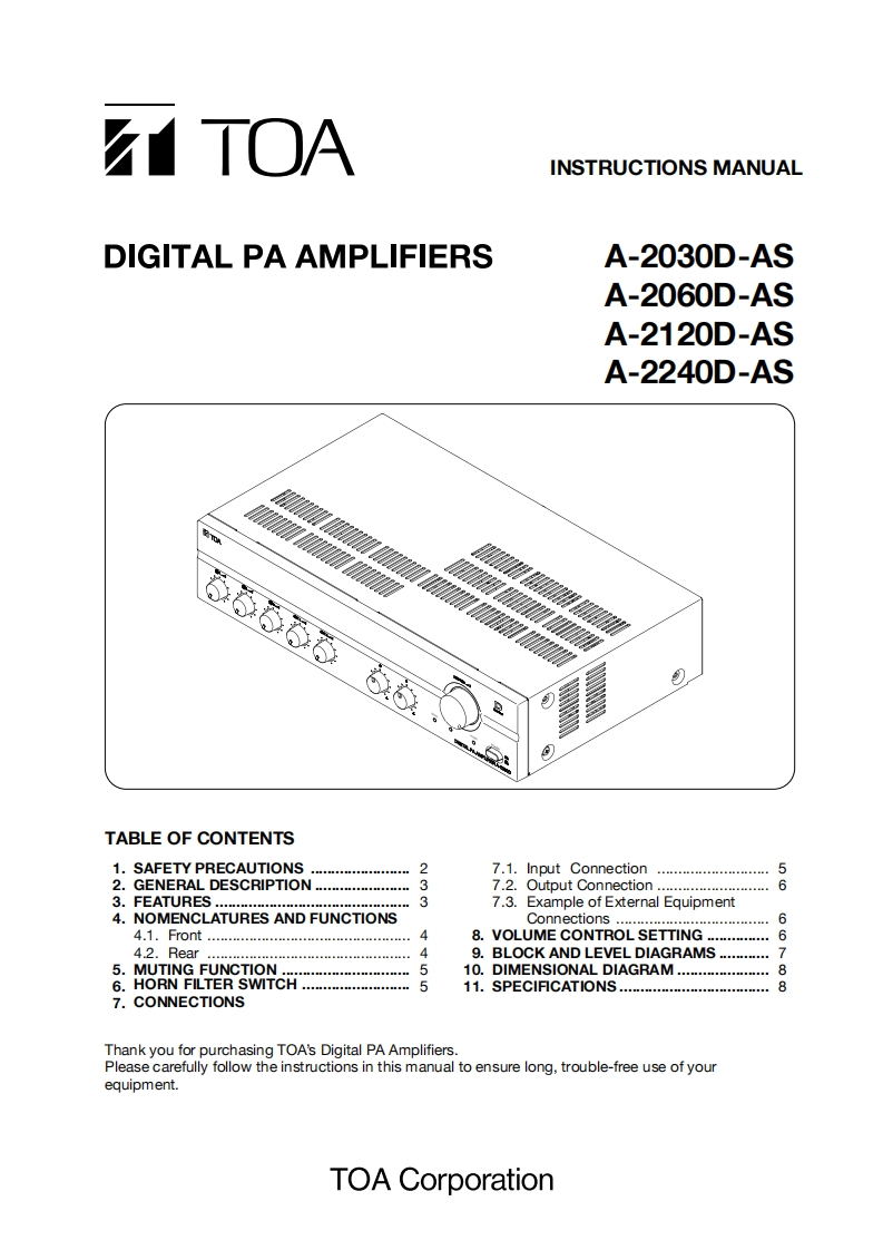 a-2000d-series-mixer-power-amplifiers-使用说明书手册